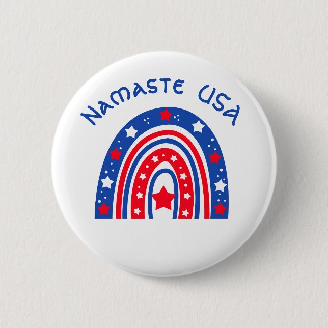 Namaste USA Patriotic Rainbow  2 Inch Round Button (Front)