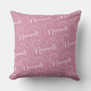 NAMASTE white seamless pattern with LINES Throw Pillow