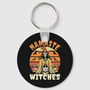 Namaste Witches Skeleton Halloween Yoga Keychain