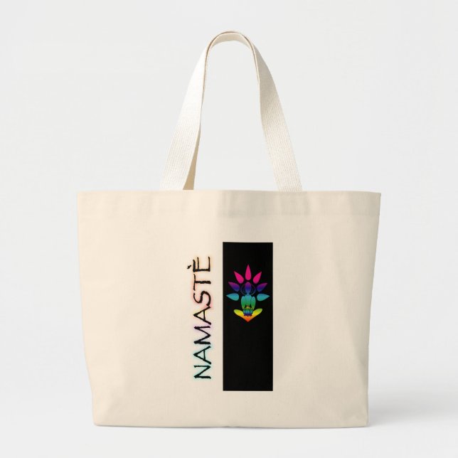 Namaste with Lotus Large Tote Bag (Front)