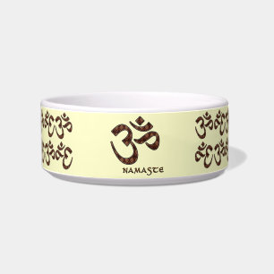 Namaste with Om Symbol Brown and Cream Bowl