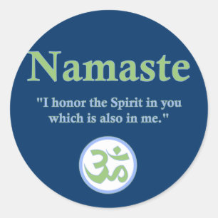 Namaste - with quote and Om symbol Classic Round Sticker