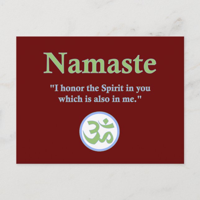Namaste - with quote and Om symbol Postcard (Front)