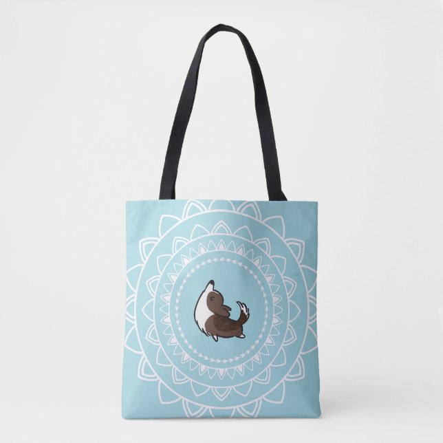 Namaste Yoga Brindle Corgi Tote Bag (Front)