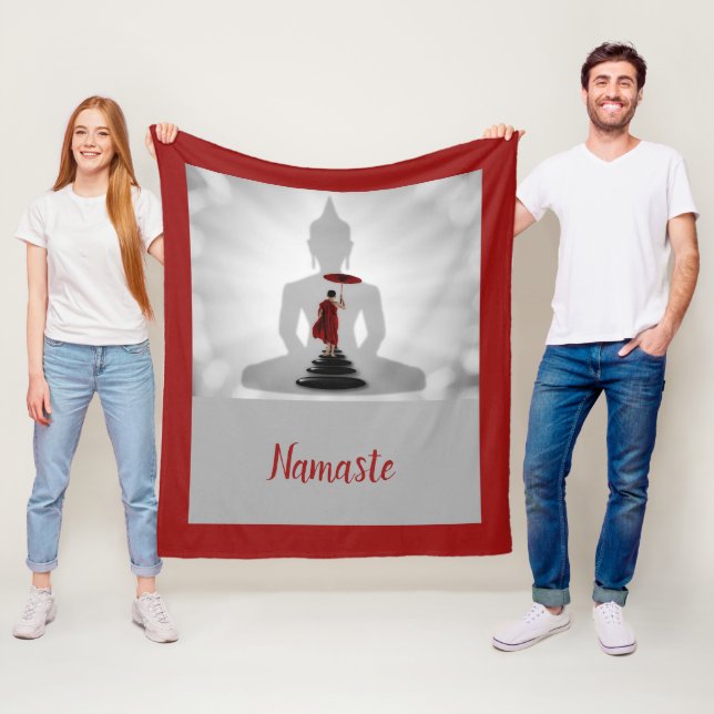 Namaste Yoga Buddha Monk Spiritual Metaphysical Fleece Blanket (In Situ)