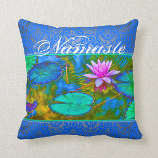 Namaste Yoga Lotus Blossom and Damask Throw Pillow