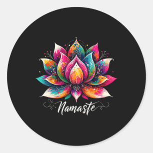 Namaste Yoga Lotus Flower Meditaton Zen Bohemian  Classic Round Sticker
