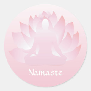 Namaste Yoga Lotus Pose Flower Pink Sticker