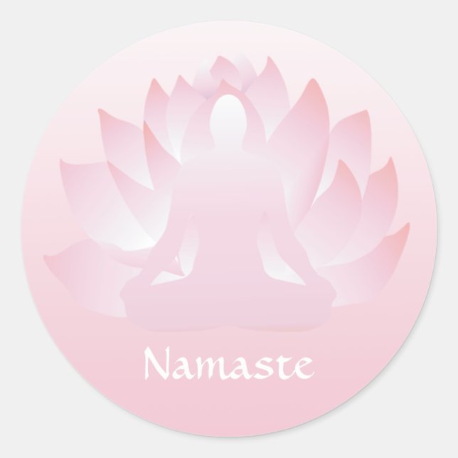 Namaste Yoga Lotus Pose Flower Pink Sticker (Front)