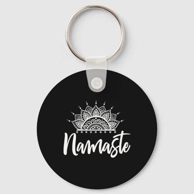 Namaste Yoga Meditation Exercise Yoga Gift  Keychain (Front)