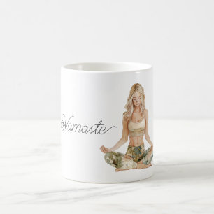 Namaste Yoga Pose Blond Girl Coffee Mug