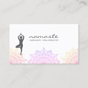 Namaste Yoga Pose Tribal Pattern Business Card