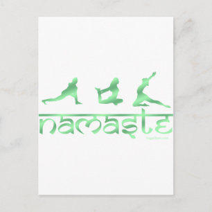 Namaste yoga poses green postcard