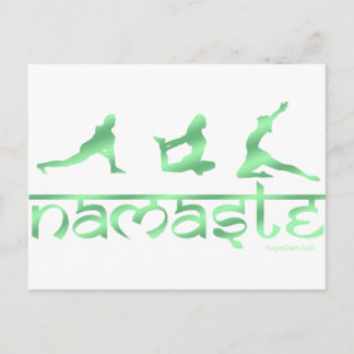 Namaste yoga poses green postcard