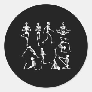 Namaste Yoga Skeleton Halloween Namaste Skeleton Classic Round Sticker