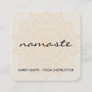 Namaste Yoga Tribal Pattern Square Business Card