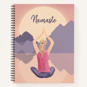 Namaste Yoga Watercolor Sunrise Purple Journal
