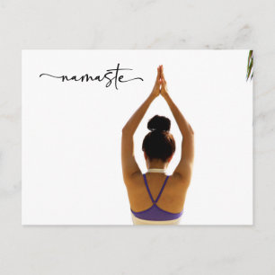 Namaste Yoga woman raise hand Thank you Postcard