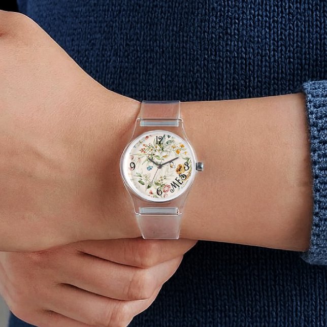 Name, 1600s Dutch Florals, Clear Silicone Womens Watch (Creator Uploaded)