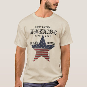 Name 250th Happy Birthday America Sand Color T-Shirt