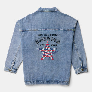 Name 250th Happy Birthday America Stars Denim Jacket