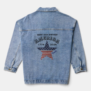 Name 250th Happy Birthday America Stars Denim Jacket