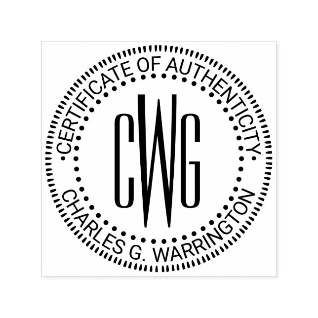 Name, 3 Initial #4 Certificate of Authenticity  Self-inking Stamp (Design)