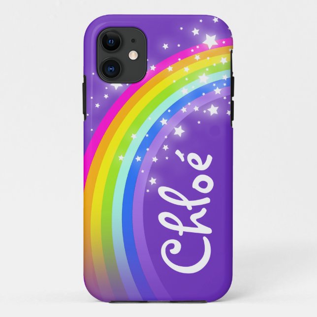 Name (5 letter) rainbow indigo purple iphone case (Back)
