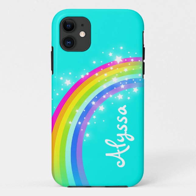 Name 6 letter rainbow aqua iphone case (Back)