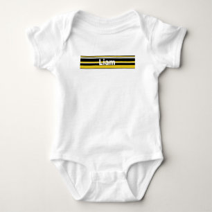 Name -7 combination strips -Black & Gold Baby Bodysuit