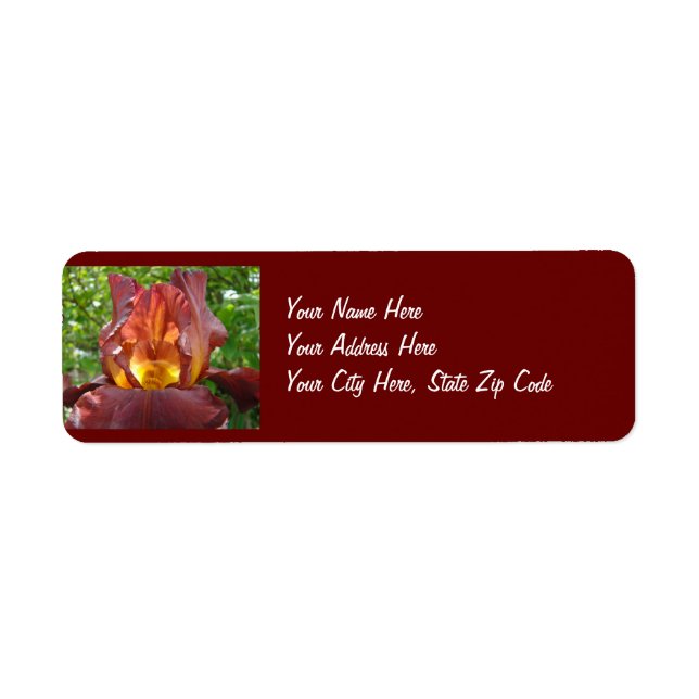 Name Address Label stickers Iris Flowers Glowing (Front)