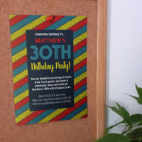 Name & Age Birthday Party Celtic Stripe Red Blue