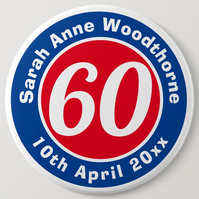 Name, Age, & Date on a Birthday Button Badge (Front)