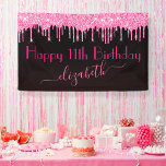 Name Age Hot Pink Dripping Glitter Black Birthday Banner<br><div class="desc">Create your very own personalized happy birthday banner. this template allows you to quickly add your name, age, or different celebratory message with ease using zazzle's personalization tool. (***TIP: in order to keep the ~ extensions, leave the  and  surrounding the name, and simply replace the existing name within...</div>