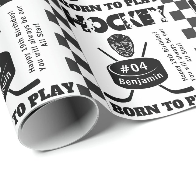 Name Age Jersey Number Sentiment Hockey Sport  Wrapping Paper (Roll Corner)