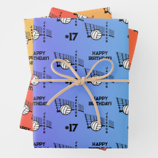 Name Age or Number Sport Theme Volleyball Wrapping Paper Sheet