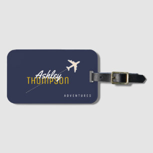 name & airplane for your travel adventures stylish luggage tag