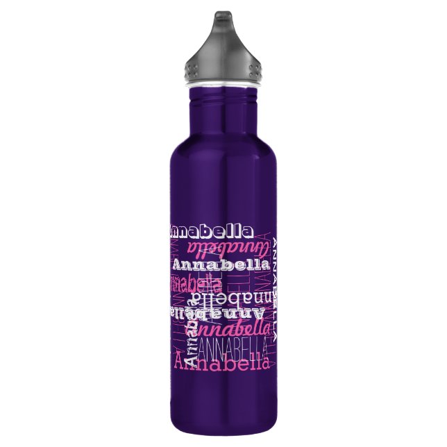 Name All Over Pink Text Collage Typographic 710 Ml Water Bottle (Right)