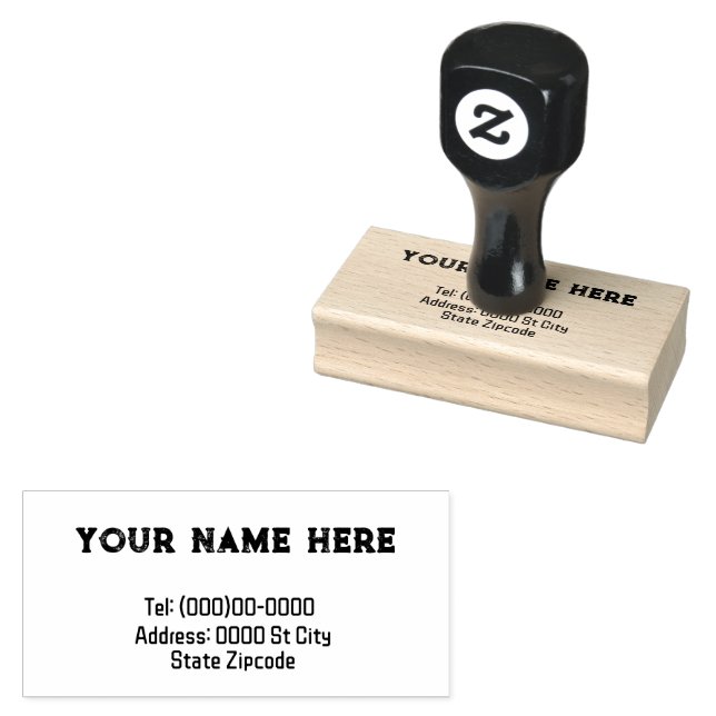 Name and Address Customizable Rubber Stamp (Stamped)