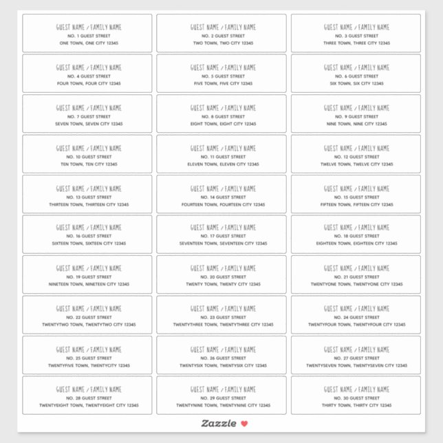 Name and Address Labels for Announcement Cards (Sheet)