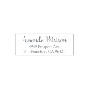 Name and Address Stamp Simple Modern Script Grey