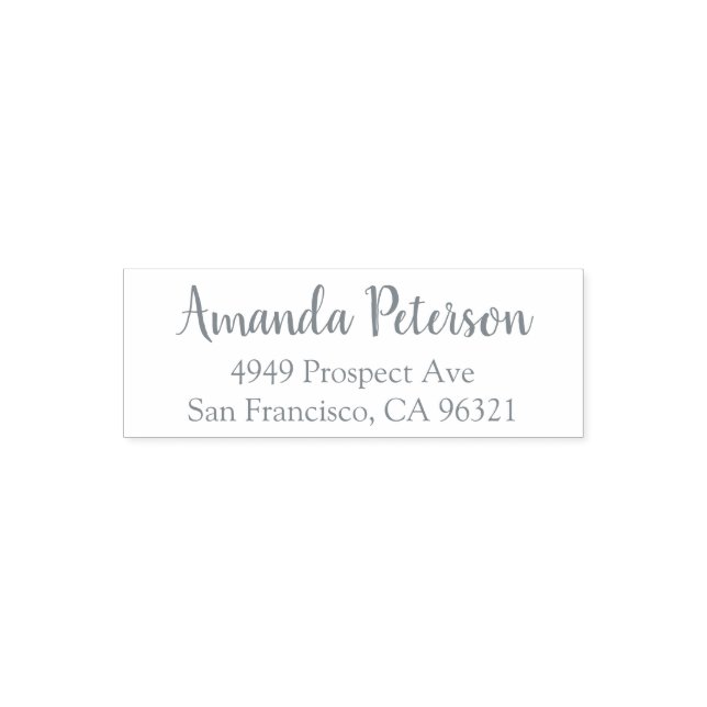 Name and Address Stamp Simple Modern Script Grey (Design)