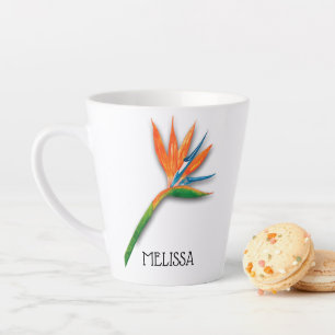 NAME and Bird of Paradise Tropical Flower Latte Mug