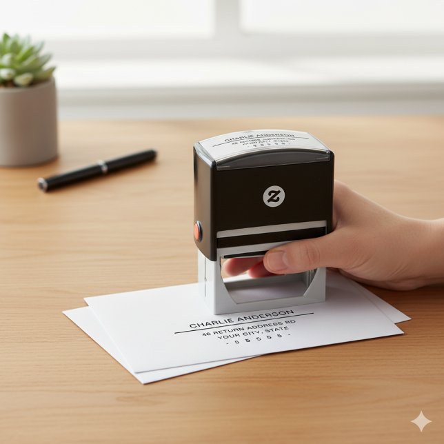 Name and business return address self-inking stamp (Creator Uploaded)