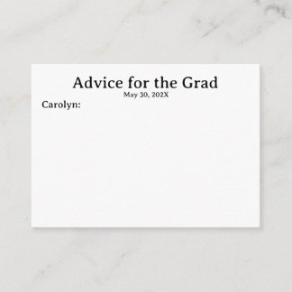 Name and Date Personalized Graduation Advice Cards