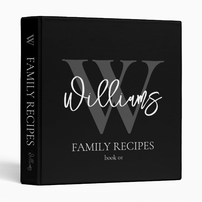 Name and Initial Personalized Monogram Black Binder (Front/Spine)