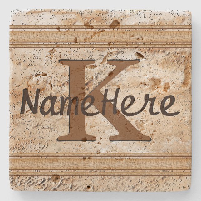 NAME and MONOGRAM Coasters for Him, Set of 4 or 1 (Front)