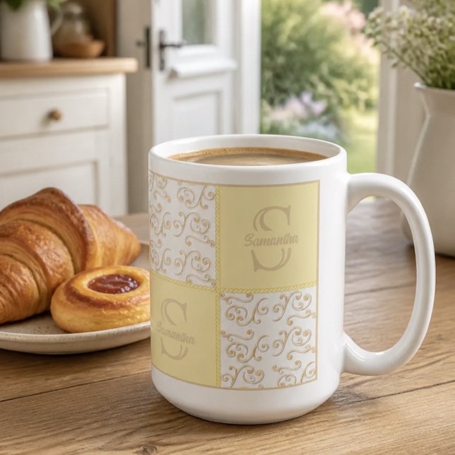 Name and Monogram Yellow Mug (Creator Uploaded)