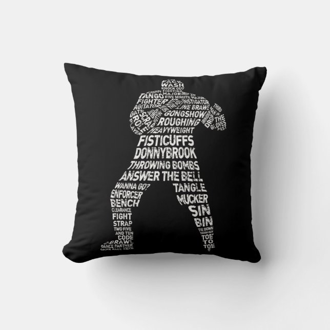 Name And Number Hockey Enforcer Throw Pillow (Front)