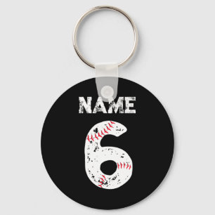 Name And Numbered 6 Baseball Baseball Team T Shirt Keychain